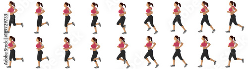 Girl Run Cycle Animation Sprite Sheet, jogging, Running, Silhouette