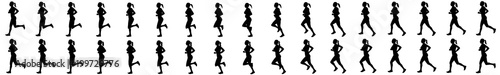 Girl Run Cycle Animation Sprite Sheet  jogging  Running  Silhouette