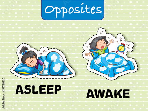 Opposite words for asleep and awake