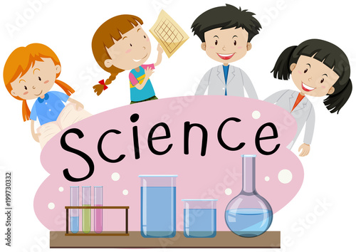 Flashcard for word science with kids in lab