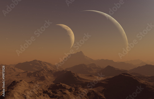 Fototapeta Naklejka Na Ścianę i Meble -  3d rendered Space Art: Alien Planet - A Fantasy Landscape