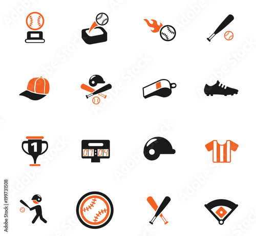baseball color icon set