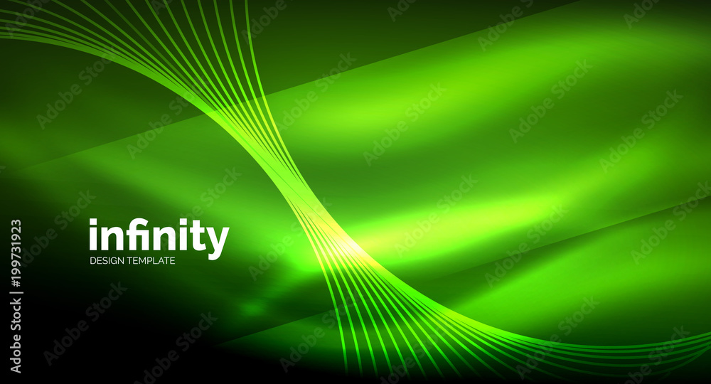 Abstract wave on dark background, shiny glowing neon digital background template Abstract wave on dark background, shiny glowing neon digital background template