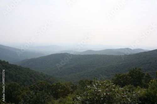 Overlooking the hills of the Blue Ridge mountains in Virginia