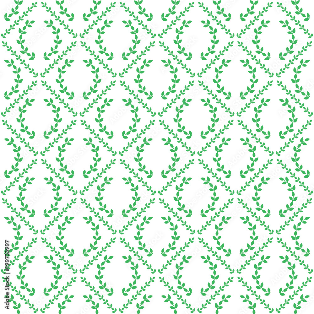 Seamless green laurel wreath pattern vector