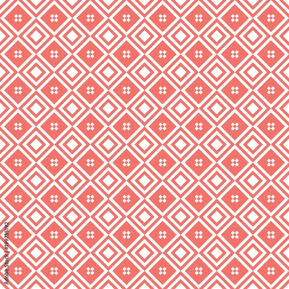 Seamless red squares geometrical pattern vector