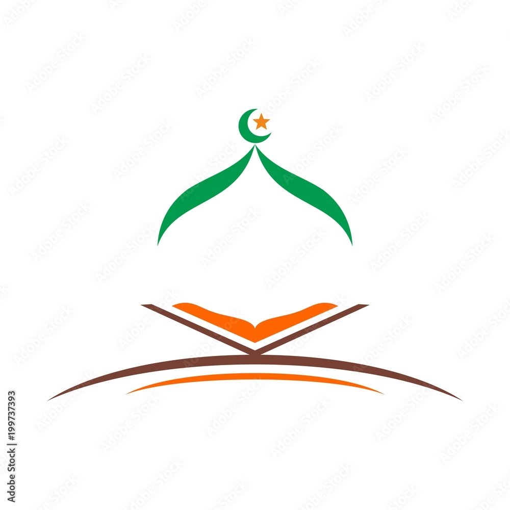 Foto mosque logo design with book