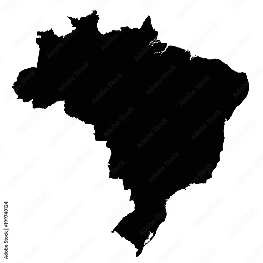 Brazil map outline vector isolated on white background
