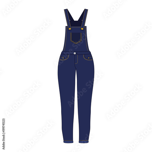female overall in jean vector illustration design