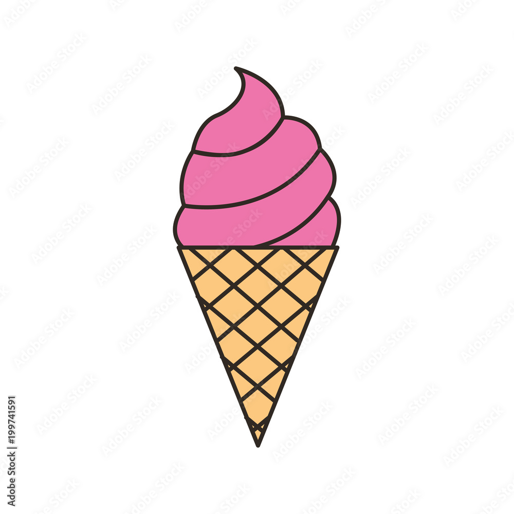 ice cream in cone vector illustration design