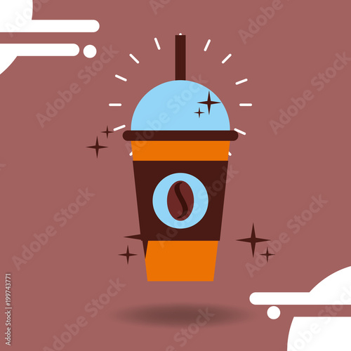 takeaway frappe coffee bean delicious beverage vector illustration