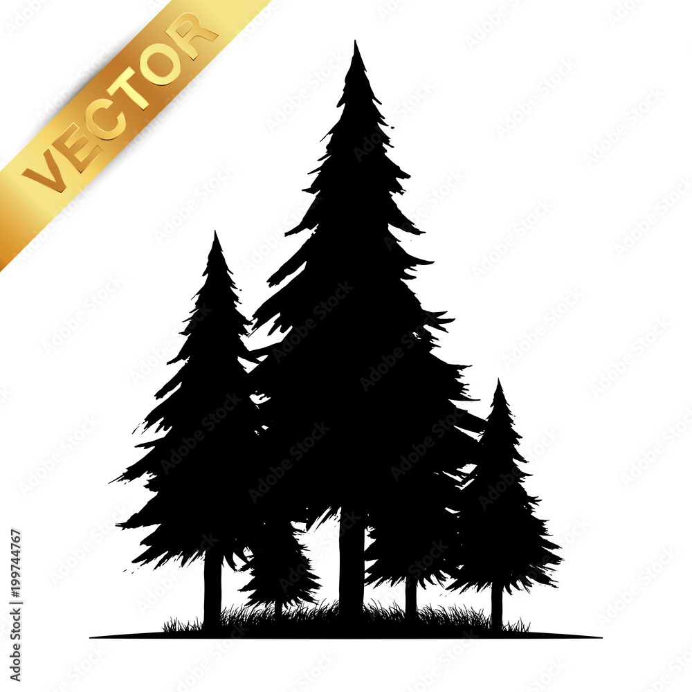 Obraz premium tree silhouette isolated on white background.