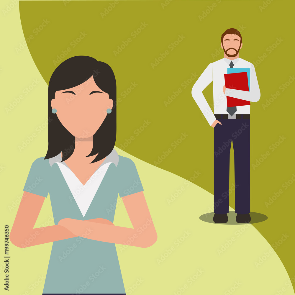 Fototapeta premium business man and woman team work people business vector illustration