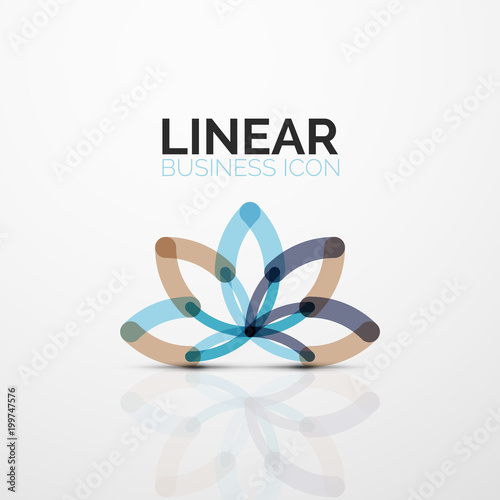 Outline minimal abstract geometric linear business icon made of line segments, elements