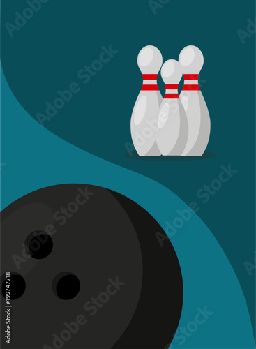bowling pins ball game sport image vector illustration