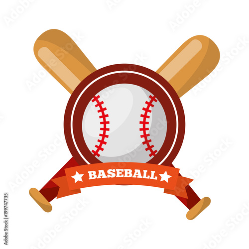baseball ball bats crossed game sport emblem vector illustration