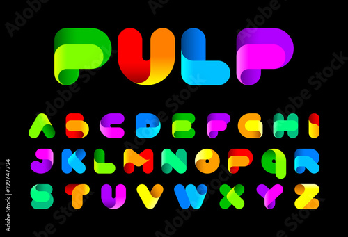 Stylised twisted colorful Pulp font