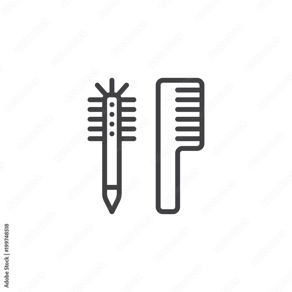 Comb outline icon. linear style sign for mobile concept and web design. Hair fixing simple line vector icon. Symbol, logo illustration. Pixel perfect vector graphics