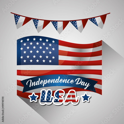 happy independence celebration pennants usa flag important day vector illustration