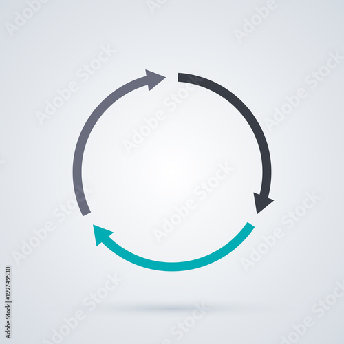 Round cycle template with three segments in elegant business style on white background.