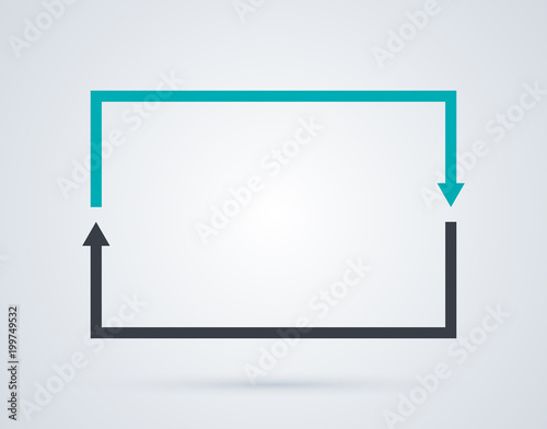 Rectangle cycle template with two segments in elegant business style on white background.
