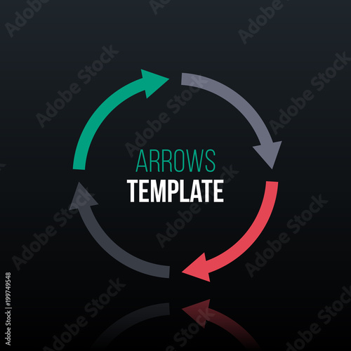 Round cycle template with four segments in glossy business style on black background.