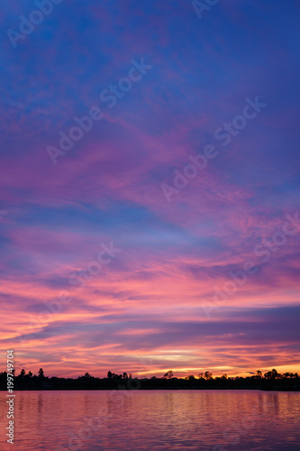 Sunset on the lake landscape