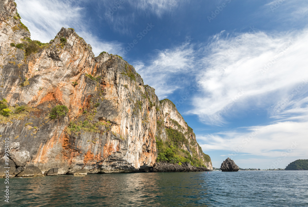 Cliffs and the clear sea in Phi Phi islands, Thailand