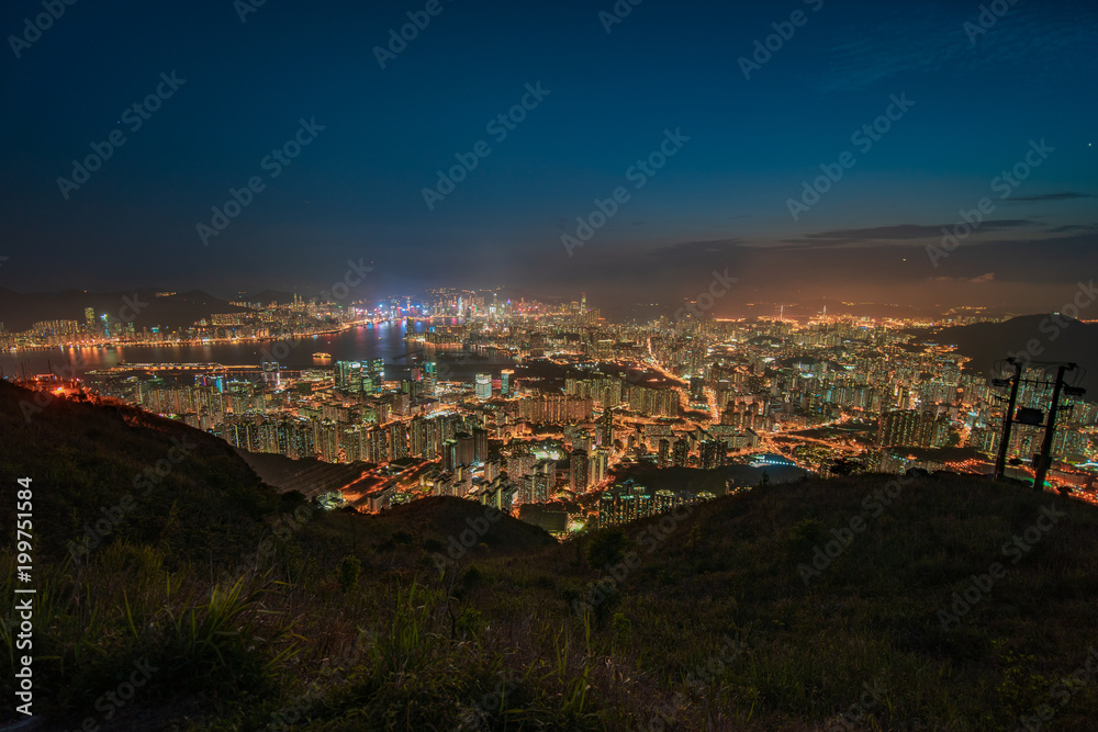 Hong Kong Mountain Night City View