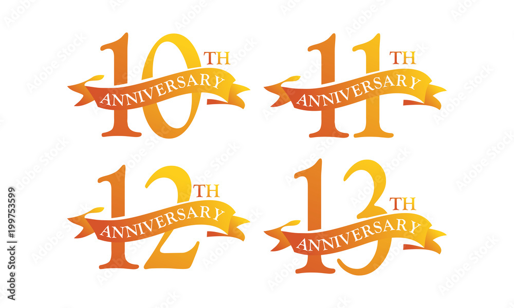 Obraz premium Ribbon Anniversary Template Set