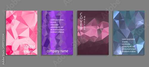 Minimal abstract vector low poly cover design template. Future geometric gradient background. Vector templates for placards, banners, flyers, presentations and reports