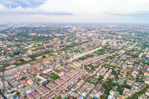 Bangkok building of village and condominium aerial view