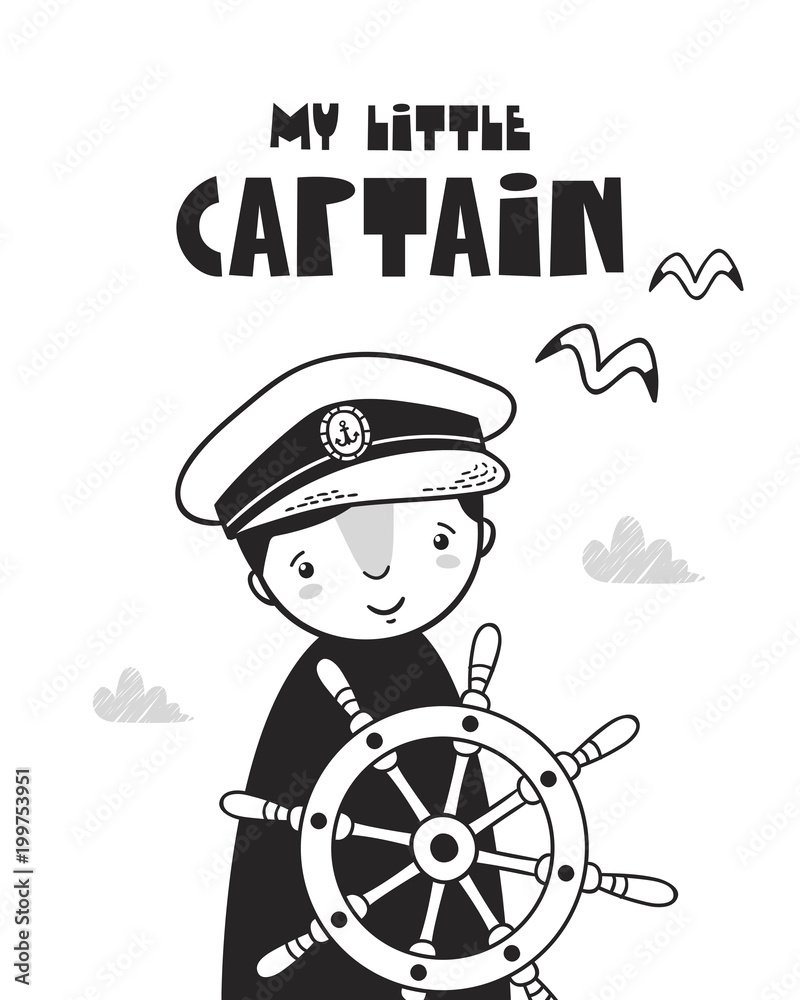 custom made wallpaper toronto digitalCute little captain, poster for baby room, greeting card, print on the wall, pillow, decoration kids interior, baby wear and t-shirts