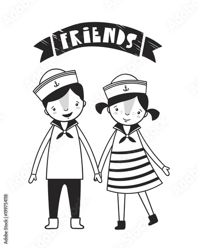 Wallpaper Mural Cute boy and girl, poster for baby room, greeting card, print on the wall, pillow, decoration kids interior, baby wear and t-shirts	 Torontodigital.ca