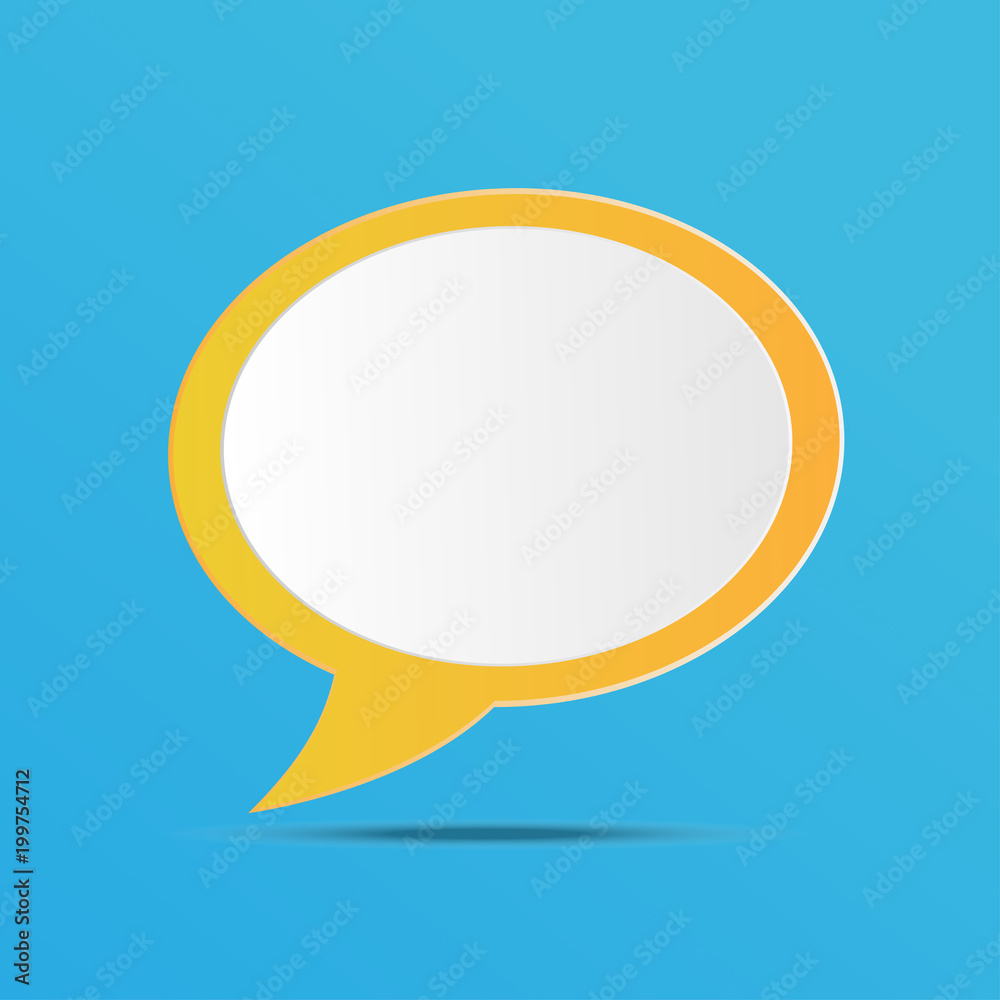 white and orange paper speech bubbles on blue background white and orange paper speech bubbles on blue background