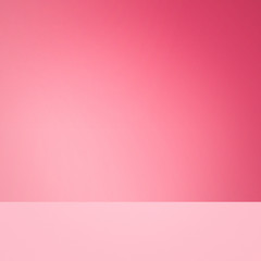 Pink background. Blank shelf for display product.