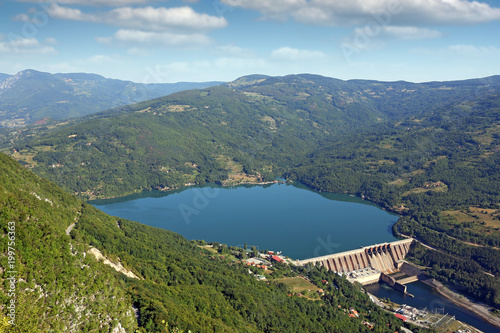 hydroelectric power plant Perucac on Drina river landscape summer season © goce risteski