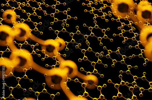 Molecule structure. Science background with hydrocarbon molecules. 3d illustration. photo