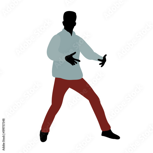 vector, isolated silhouette in color clothes man dancing