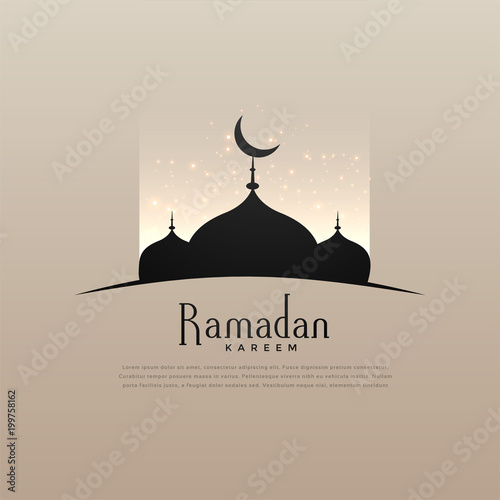 elegant ramadan kareem design with mosque and glowing light