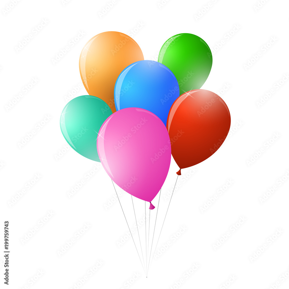 A bunch of balloons on a string for a party A bunch of balloons on a string for a party