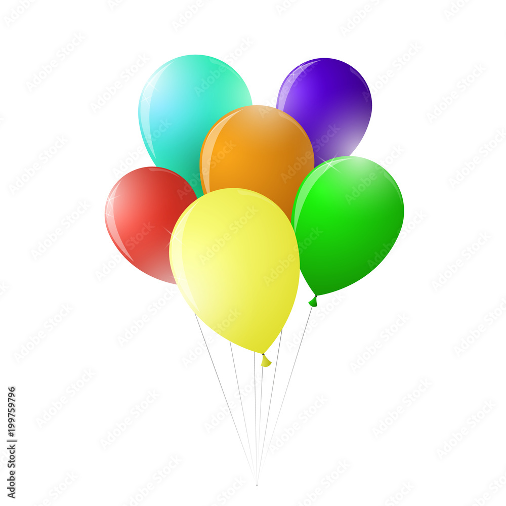 A bunch of balloons on a string for a party A bunch of balloons on a string for a party