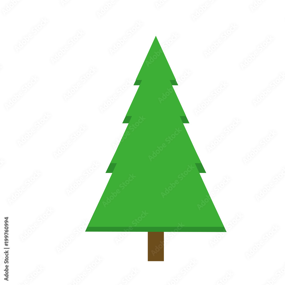 Symmetical fir Christmas tree cartoon isolated vector icon on white background Symmetical fir Christmas tree cartoon isolated vector icon on white background