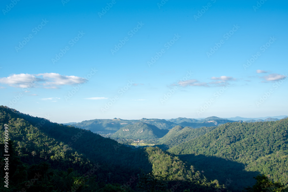 mountain clear blue sky panorama background,clouds with background.(Khao Yai National Park)