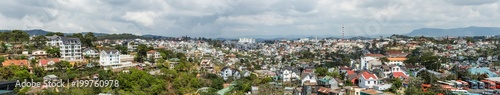 Dalat city  Vietnam  View of many houses from hill  The architecture of Dalat  Cityscape  Panorama
