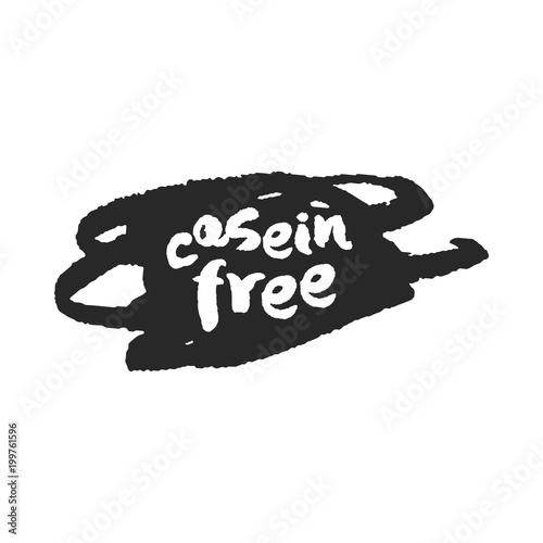 Calligraphy Casein Free Label on a Black Hand Drawn Scribble