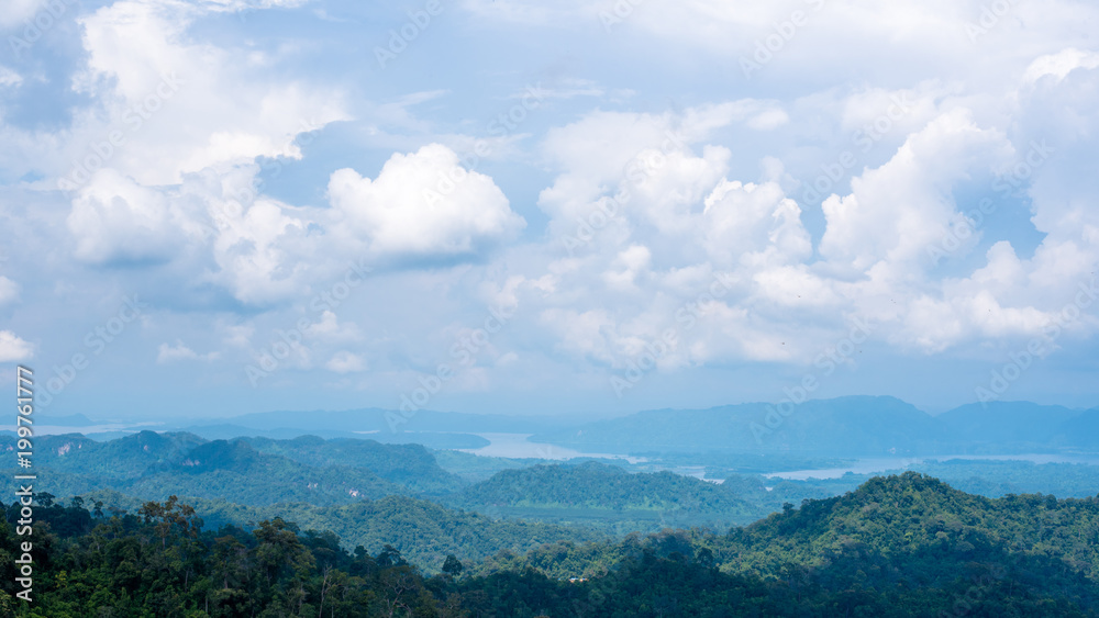 mountain clear blue sky panorama background,clouds with background.(Khao Yai National Park)