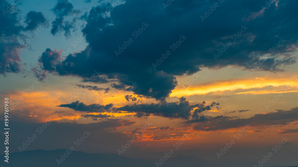 The colorful sunset sky and clouds in summer. Chiang Mai, Thailand.