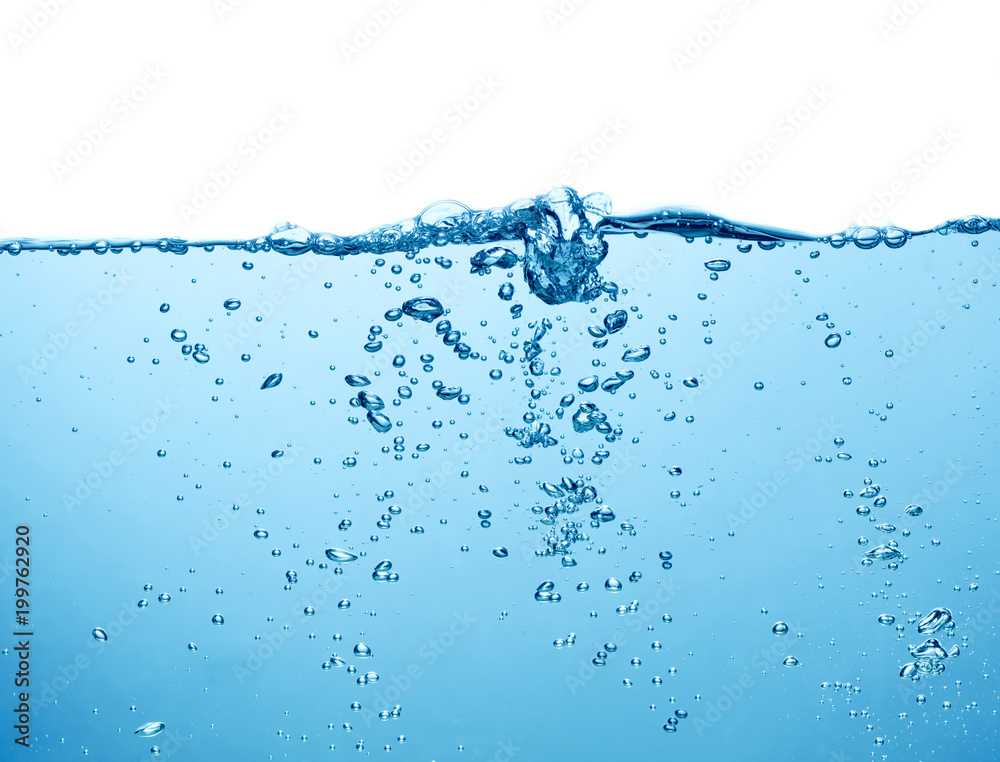 water surface with splash and air bubbles on white backgorund water surface with splash and air bubbles on white backgorund