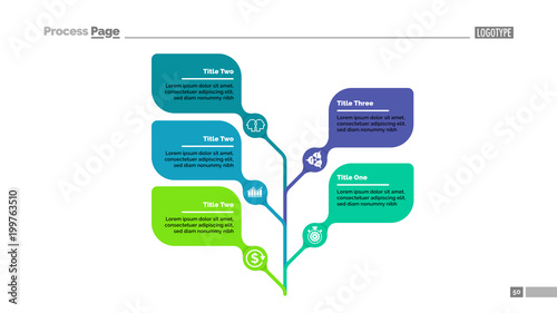 Five leaves tree metaphor process chart template for presentation